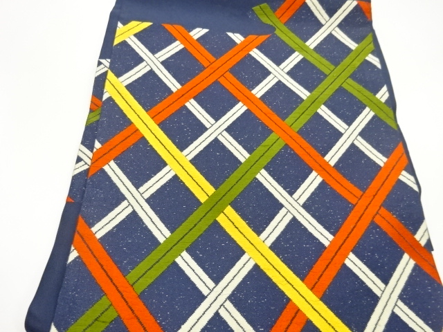  幾何学模様織出し名古屋帯